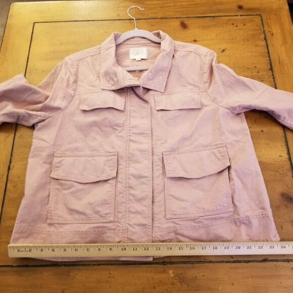 LOFT | Pink Linen Cargo Utility Chore Jacket, Size Medium - Picture 7 of 9